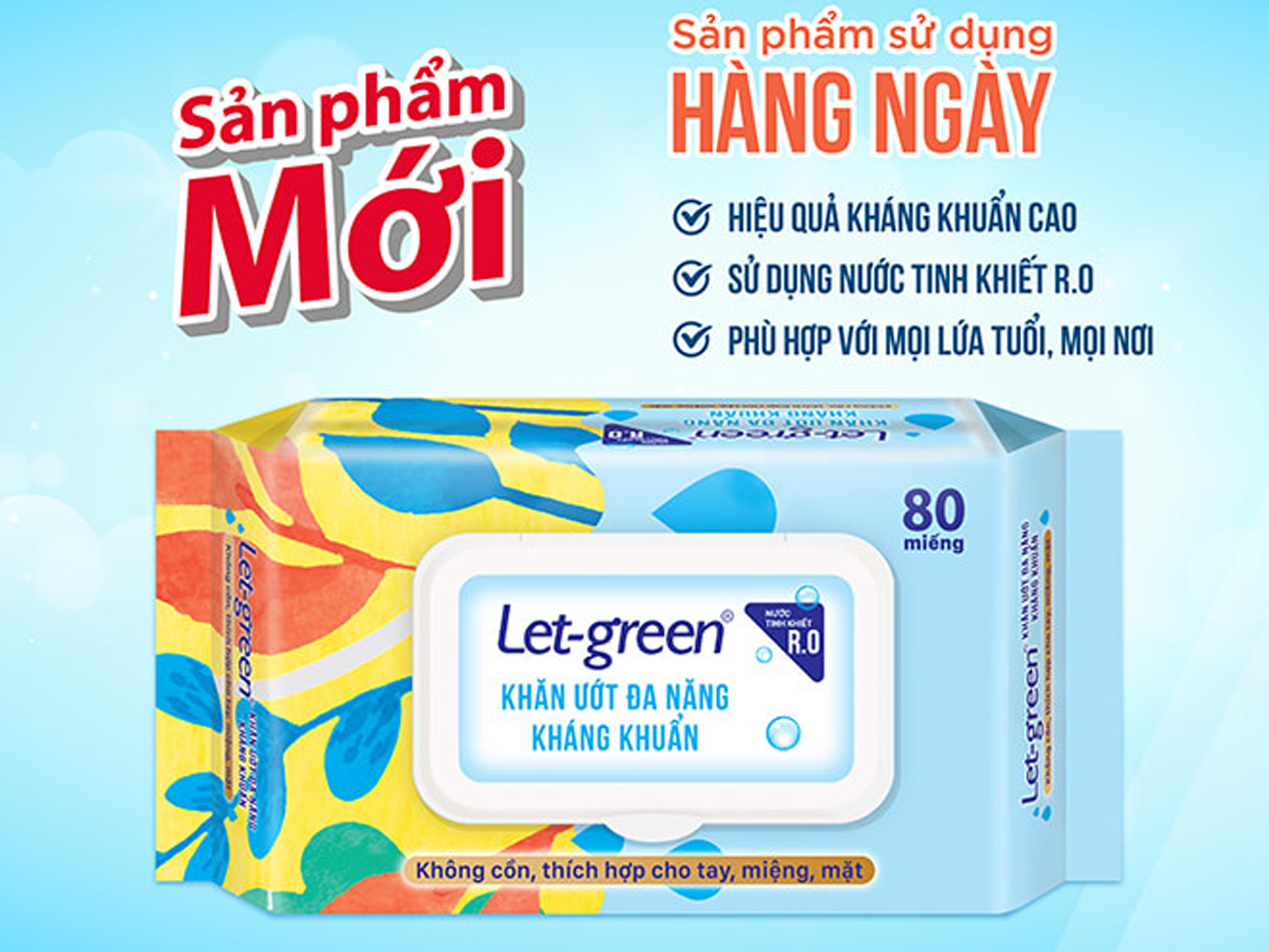 Khăn ướt đa năng kháng khuẩn Let-green