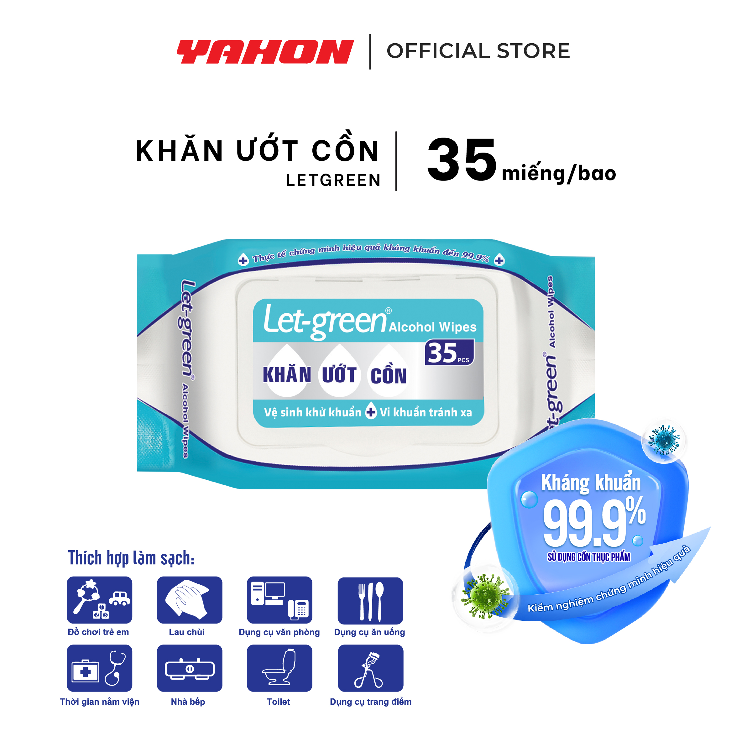 Khăn Ướt Cồn Let-Green, 35 Miếng/Bao