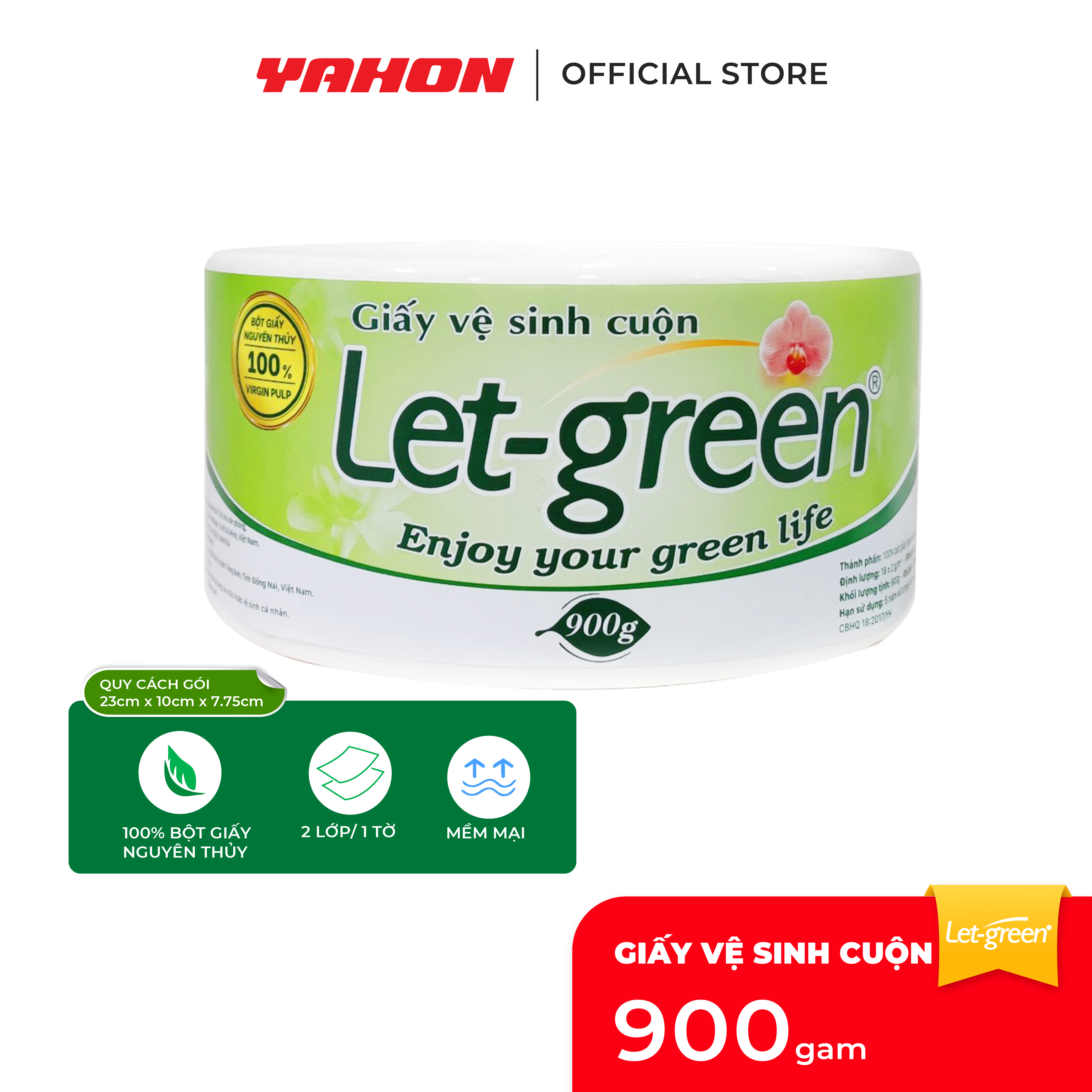 Giấy Vệ Sinh Cuộn Let-green 900G