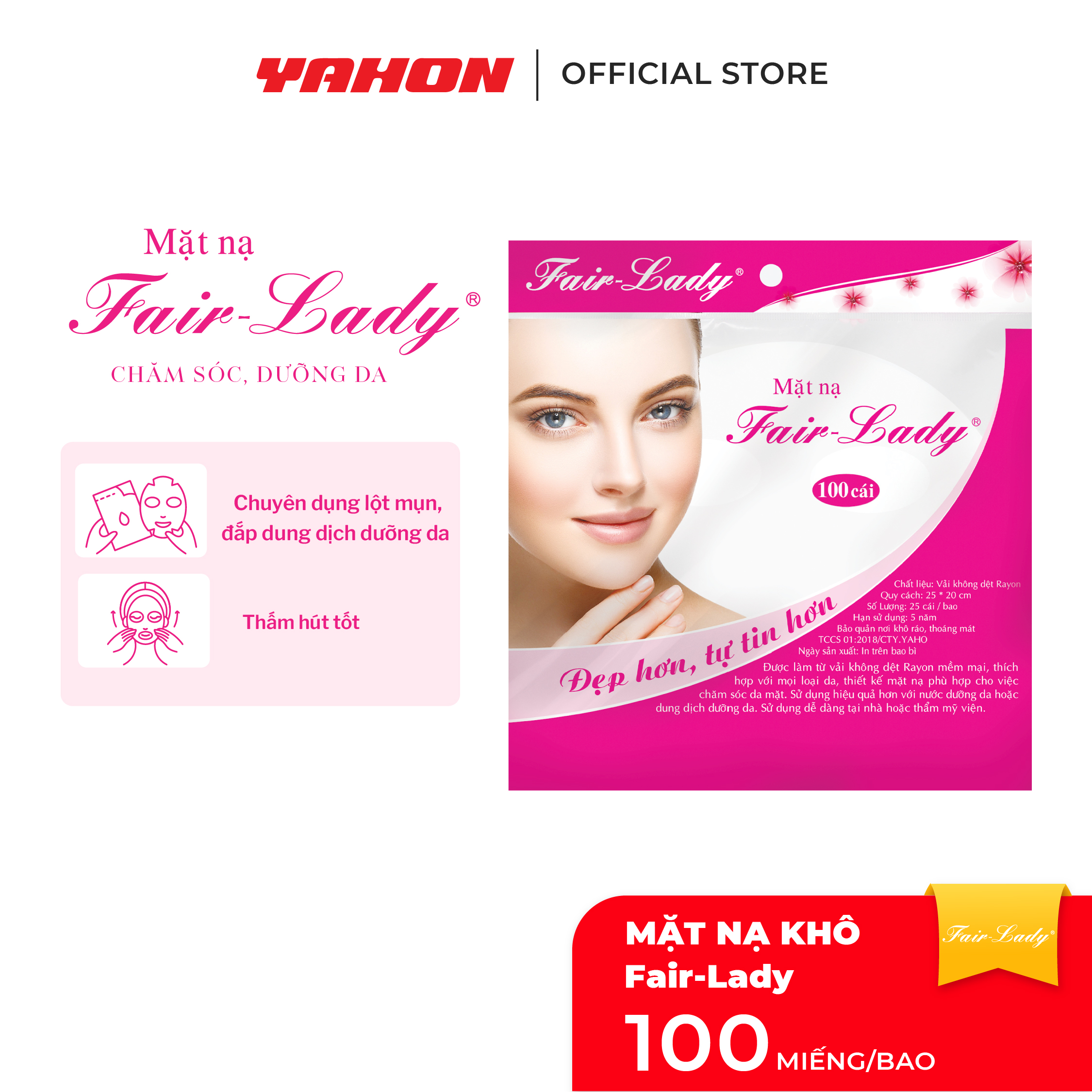 Bao Mặt Nạ Khô FAIR-LADY, 100 Miếng/Bao