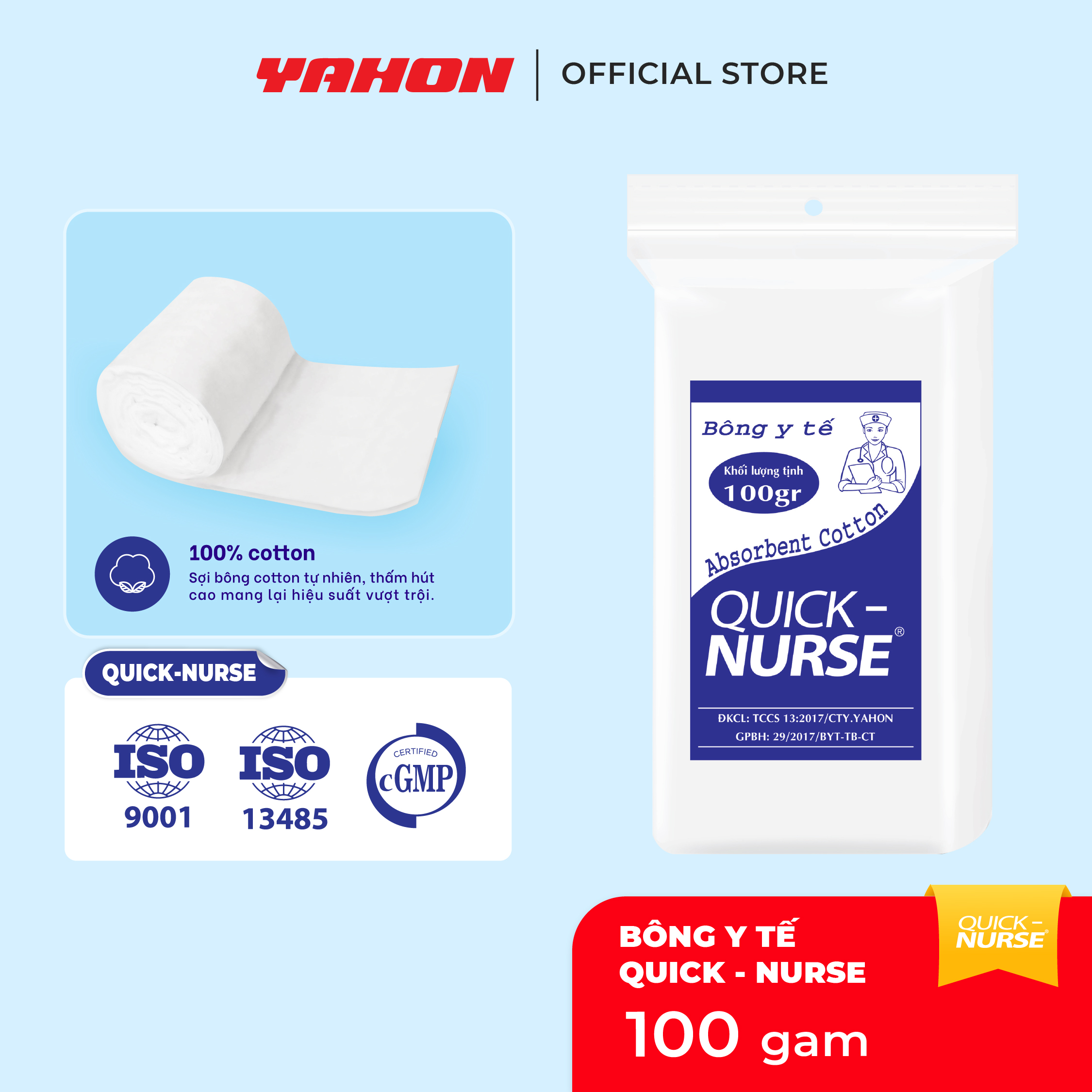 Bông Cuộn Y Tế Quick-Nurse, 100g/bao