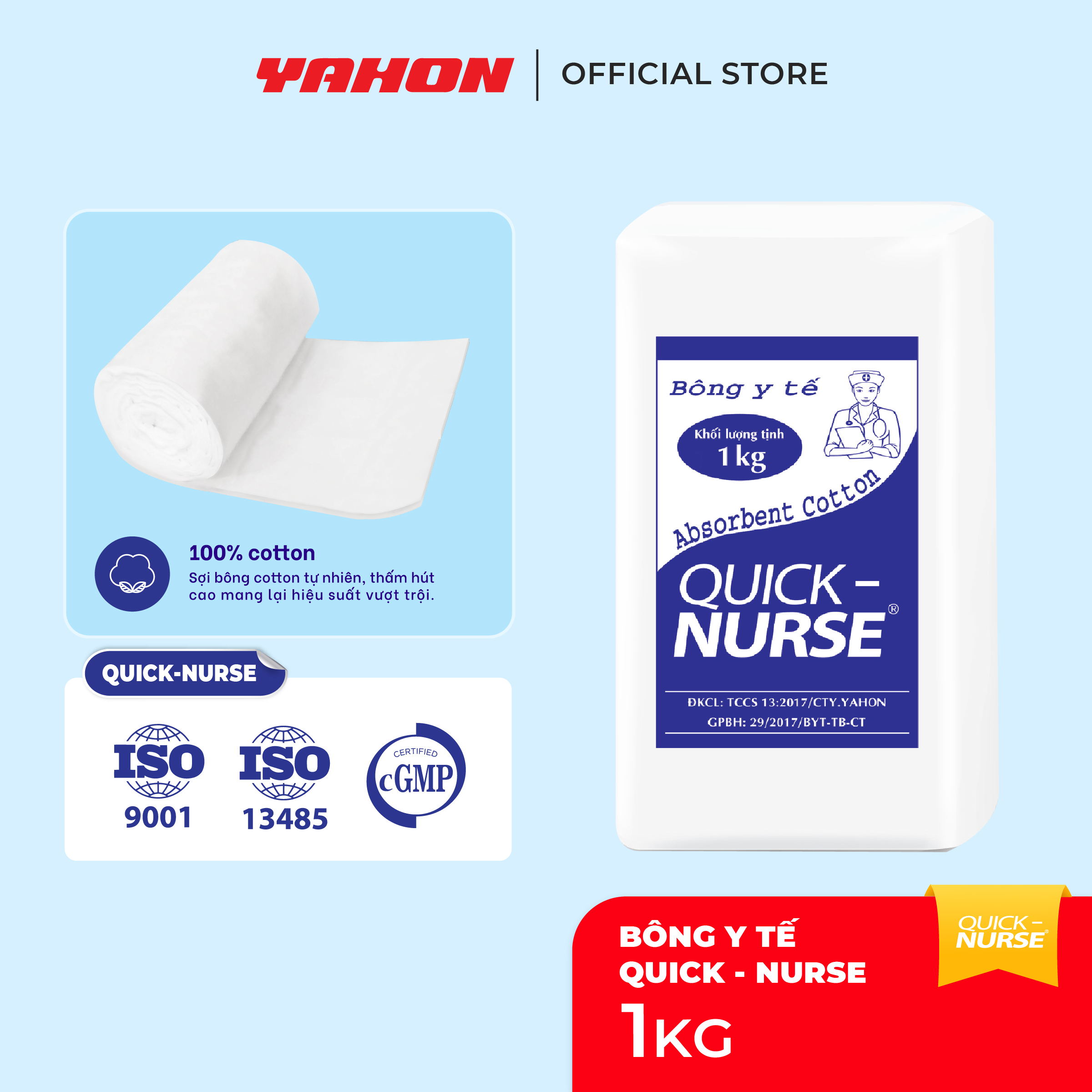 Bông Cuộn Y Tế Quick-Nurse, 1000g/bao